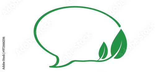 Cartoon, empty speech bubble talk expression with leaf. Chat, speak, quote, dialogue, speaking and leaves symbol. Think cloud sign. Talk or talking balloon. Dialogue box or text balloons. environment.