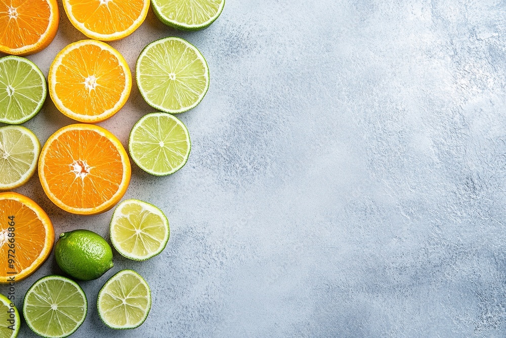 Fresh citrus fruits cut in half on textured background Fresh citrus fruits cut in half on textured background