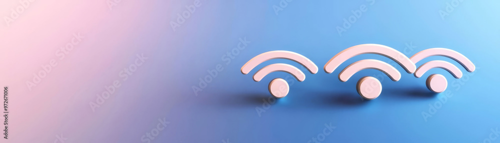 Abstract background featuring stylized Wi-Fi symbols, conveying connectivity and technology against a calming gradient. Abstract background featuring stylized Wi-Fi symbols, conveying connectivity and technology against a calming gradient.