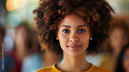 Young Woman Standing With Group Strong Indepe photo