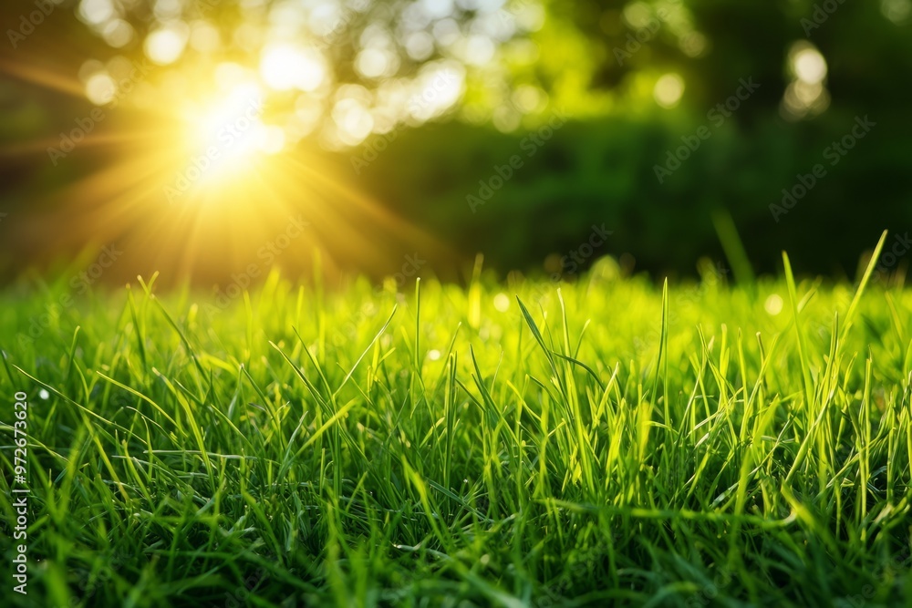 This Close-up Photo Showcases Vibrant Green Grass Covered In Delicate Water Droplets, Creating A Refreshing And Natural Image. This Close-up Photo Showcases Vibrant Green Grass Covered In Delicate Water Droplets, Creating A Refreshing And Natural Image.