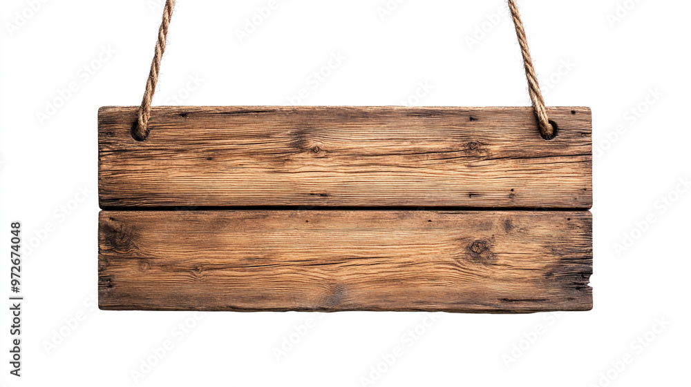 A Wooden hanging sign Mockup isolated on white background A Wooden hanging sign Mockup isolated on white background