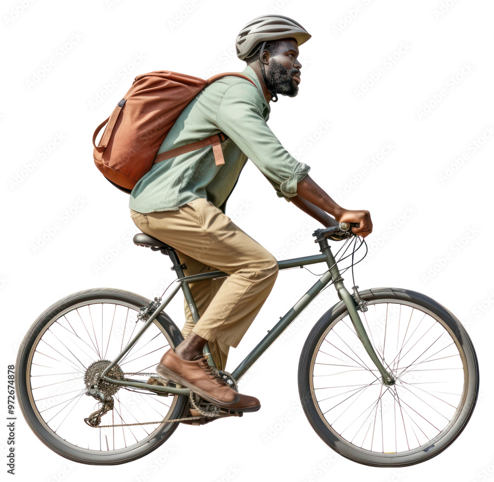 Naklejka premium An african man riding a bike sports bicycle vehicle.