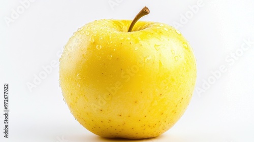 Yellow Apple isolated on white background, Fresh Red Apple with leaf on white background, With clipping path.