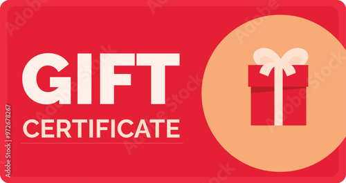 Red gift certificate with a present icon, suggesting discounts and promotions for customers