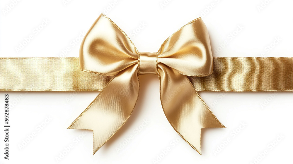 Golden ribbon and bow isolated on white background Golden ribbon and bow isolated on white background