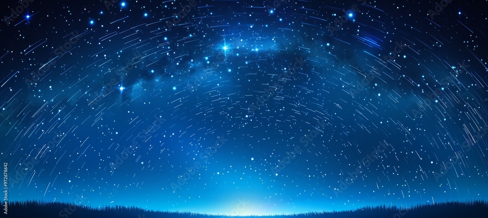 Star Trails Converging on the Horizon, Creating a Celestial Fingerprint in the Night Sky Star Trails Converging on the Horizon, Creating a Celestial Fingerprint in the Night Sky
