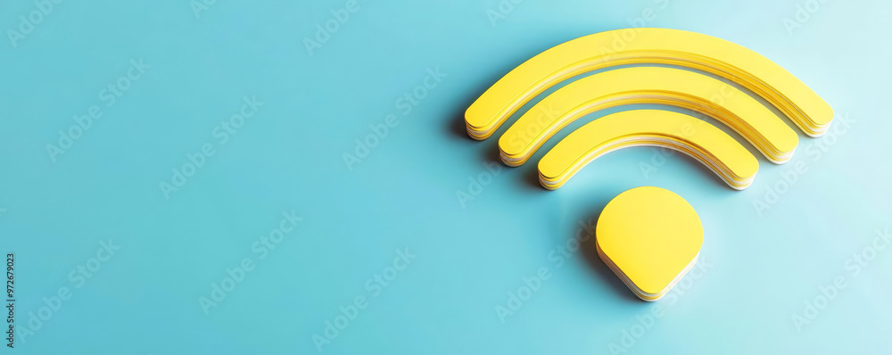 Obraz premium WiFi symbol integrated with frequency wave patterns, sleek tech design, 3D illustration