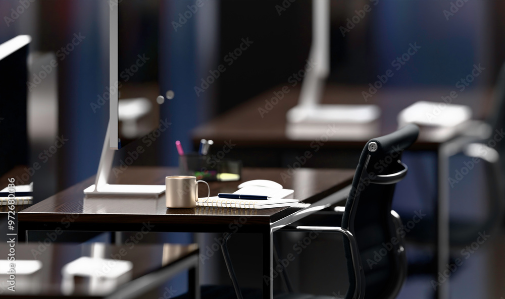 Clean and Organized Workplace with Black Office Chair Clean and Organized Workplace with Black Office Chair
