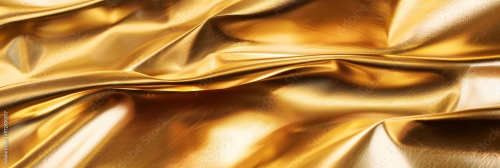 Golden silk fabric with soft, flowing drapes. Golden silk fabric with soft, flowing drapes.