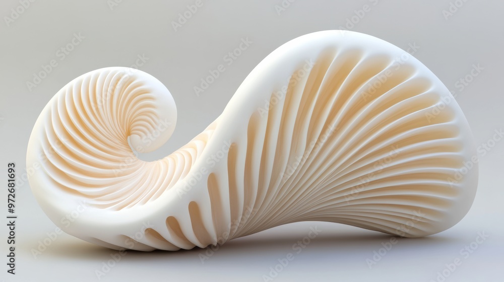 A sculpture of a white object with swirls on it, AI A sculpture of a white object with swirls on it, AI