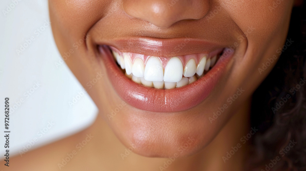 Obraz premium A radiant smile showcases vibrant, healthy teeth, reflecting confidence and joy. close up highlights beauty of well maintained dental care, inviting positivity