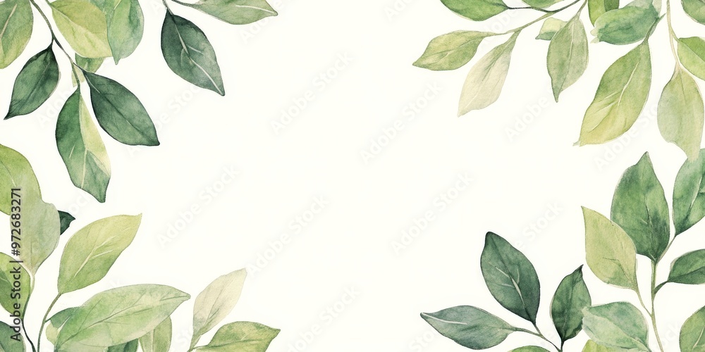 Naklejka premium Watercolor Greenery Frame.