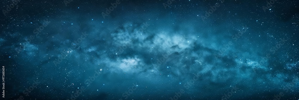 Fototapeta premium Abstract blue nebula background with stars.