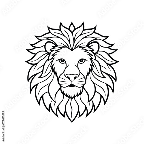 Lion black head vector silhouette icons icon set on white background.