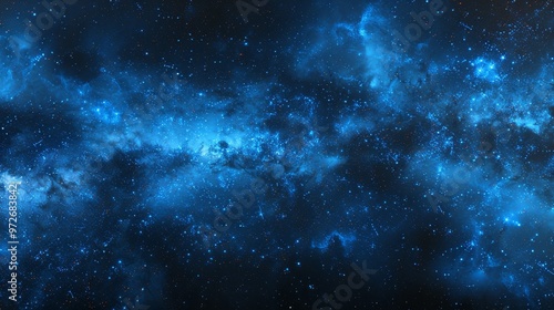 Serene Night Sky, Vast Expanse With Myriad Stars, Deep Blue Cosmic Canvas, Interstellar Dust Clouds