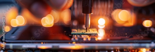 Closeup of a person repairing a smartphone with a screwdriver.