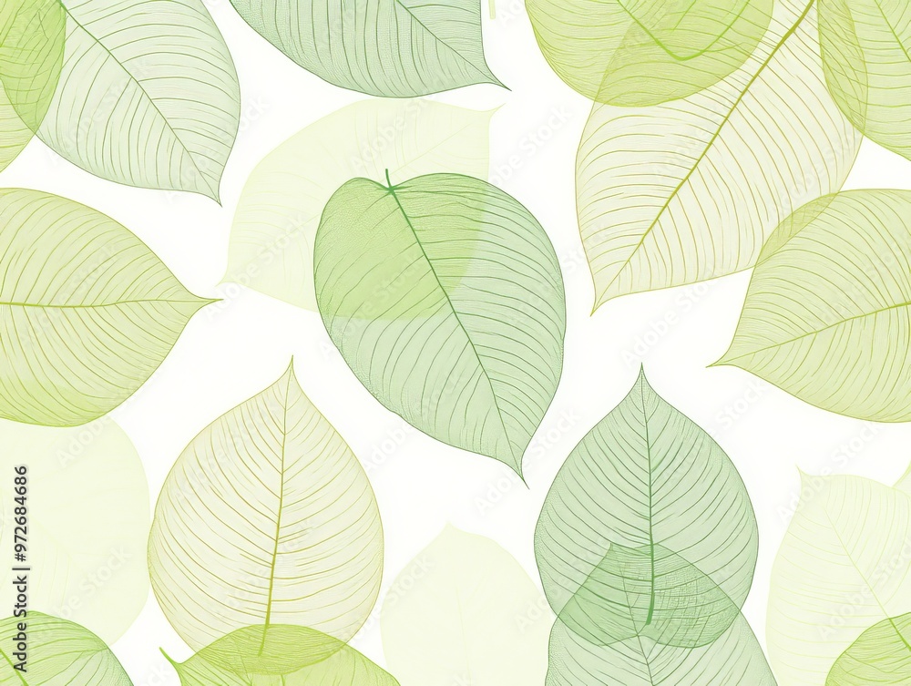 Transparent Green Leaves Pattern. Transparent Green Leaves Pattern.