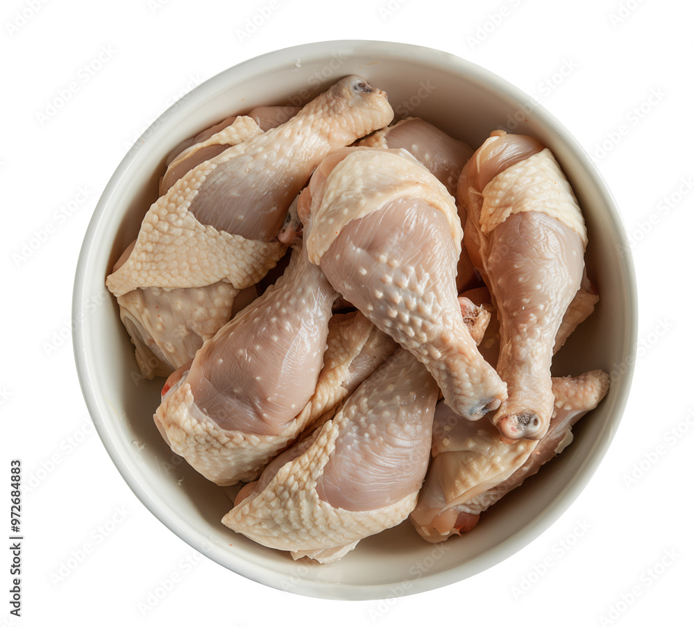 Chicken pieces filled in bowl placed on chopping board Chicken pieces filled in bowl placed on chopping board