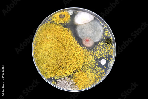 Yeast and mould test for hygiene . Personal hygiene. Yeast and mould in hair. Microbial load in hair. Nutrient Agar plates. NA plates. Bacterial colonies in Nutrient Agar. photo