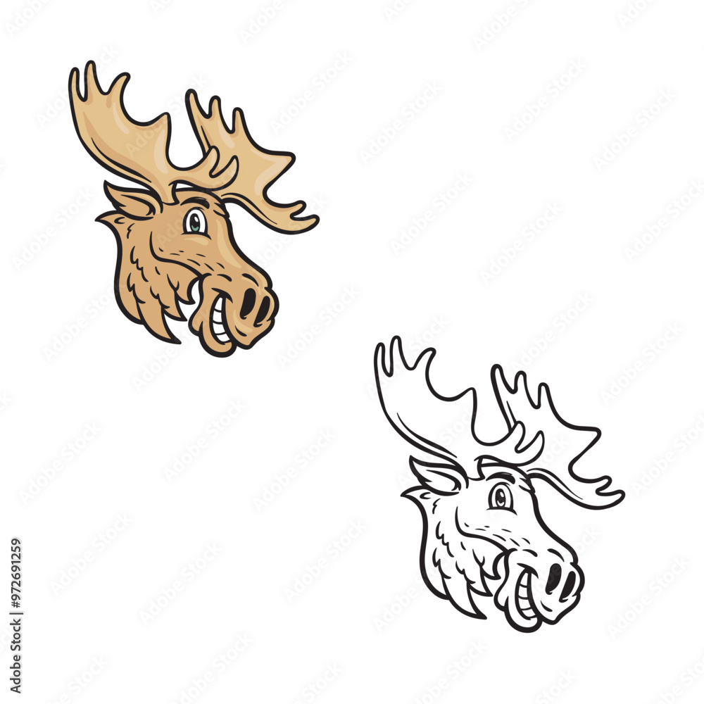 cartoon moose isolated on white background. hand drawn. reindeer. deer. vector illustrations cartoon moose isolated on white background. hand drawn. reindeer. deer. vector illustrations