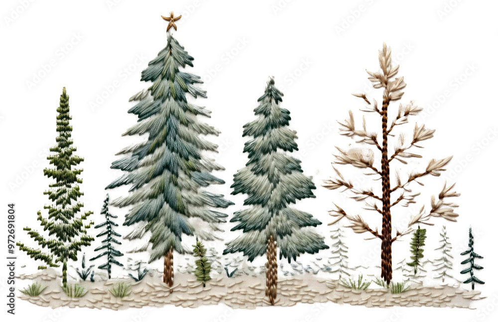 Obraz premium Christmas tree embroidery celebration pattern.
