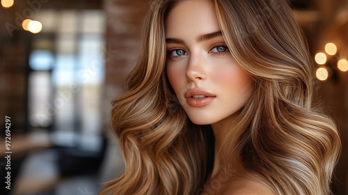 A beautiful representation of the balayage technique, highlighting natural gradients in hair color, expertly blending dark roots with lighter ends for a sophisticated look.