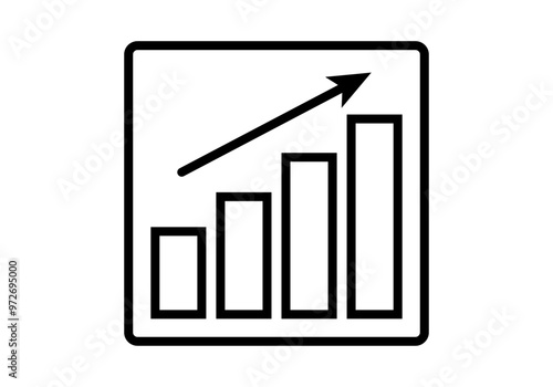 Icono negro de gráfico creciente de barras