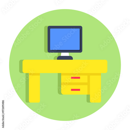 Premium download icon of computer table
