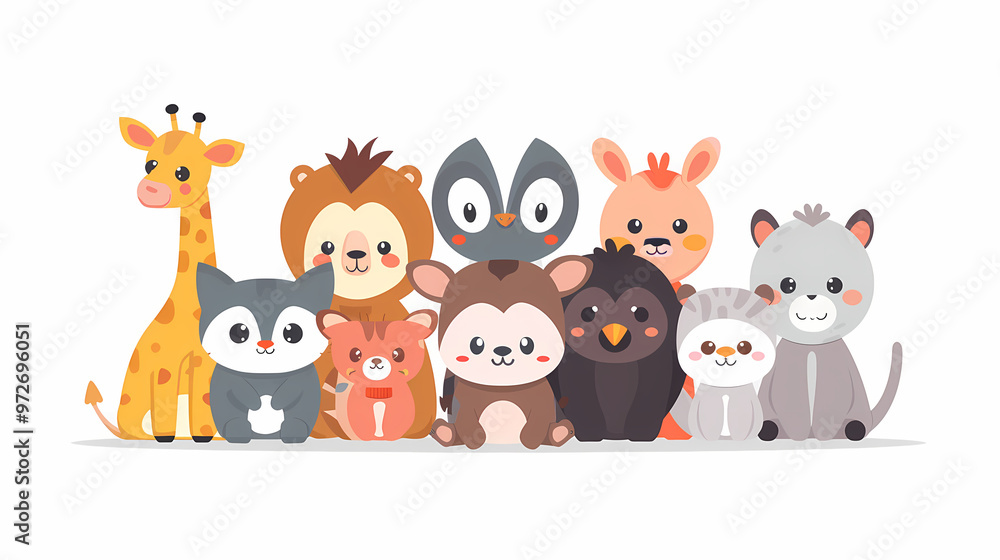 A simple vector icon illustration depicting the group of Animal items at center for a website isolated white background A simple vector icon illustration depicting the group of Animal items at center for a website isolated white background