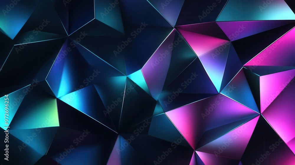 Fototapeta premium Prismatic triangles with subtle light diffusion, geometric pattern, abstract background