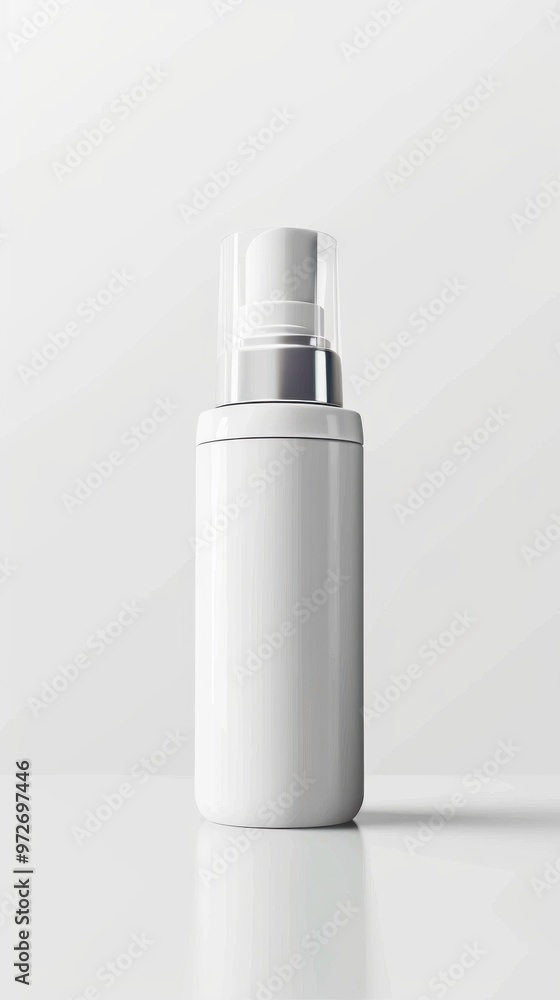 Minimalist white skincare bottle on a clean surface against a light background, showcasing modern design for beauty enthusiasts Minimalist white skincare bottle on a clean surface against a light background, showcasing modern design for beauty enthusiasts