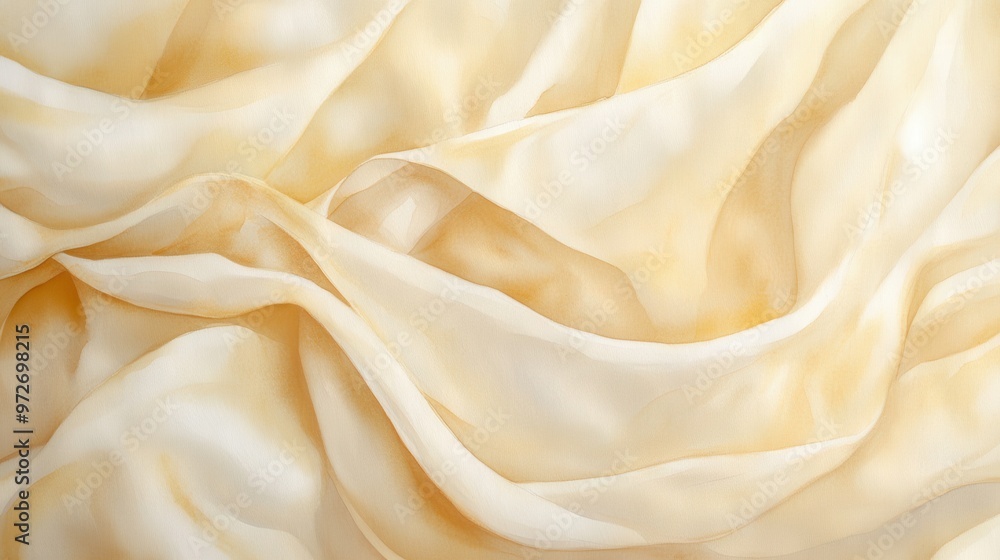 Obraz premium Soft, flowing fabric drapes elegantly, capturing warm light and subtle texture in a serene, minimalist setting