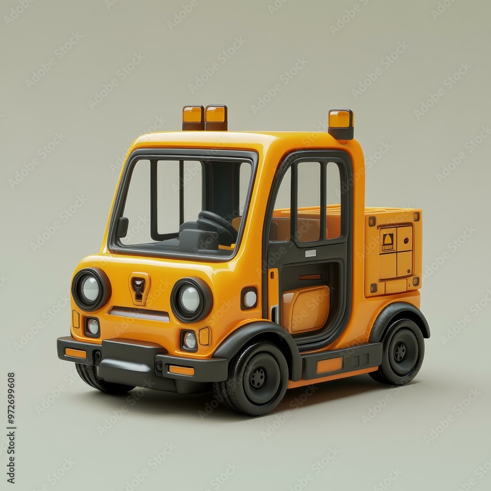 3D Render of Yellow Delivery Truck 3D Render of Yellow Delivery Truck