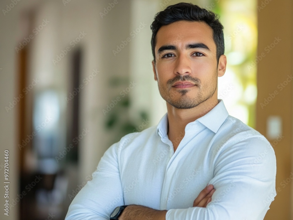 Confident Man in a Modern Living Space Confident Man in a Modern Living Space