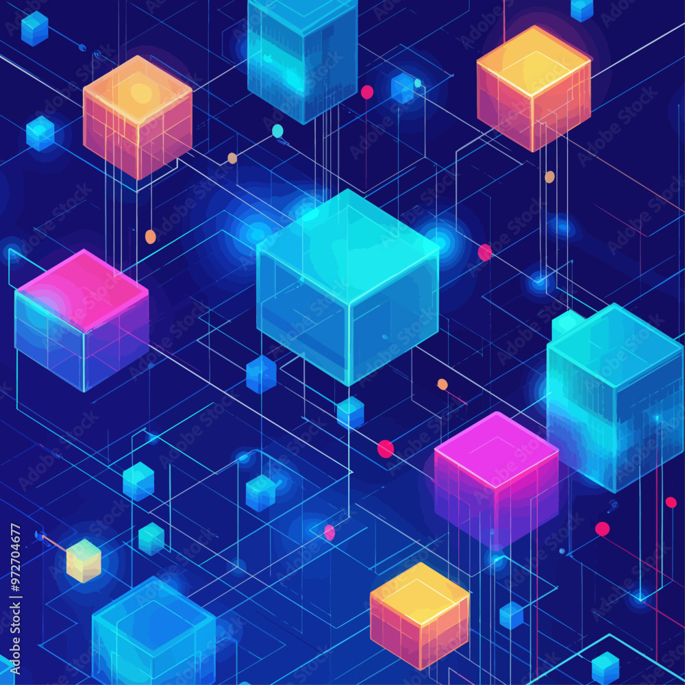 Isometric Blockchain Network Visualization Isometric Blockchain Network Visualization