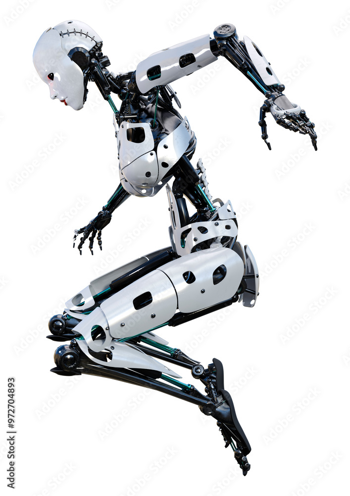 3D Rendering Female Robot on White 3D Rendering Female Robot on White