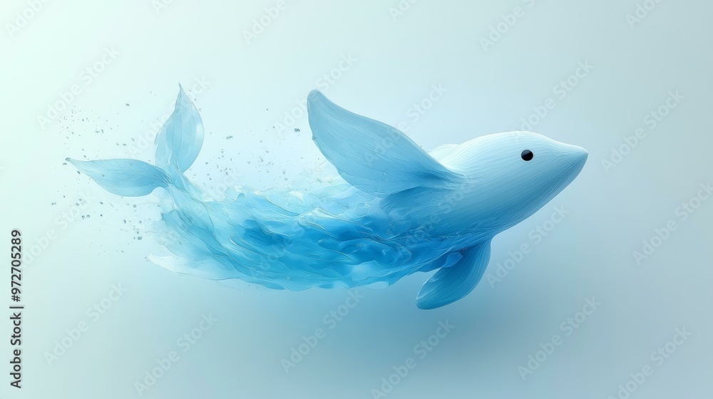 Dreamlike Illustration of a Fish Soaring Through Water Dreamlike Illustration of a Fish Soaring Through Water