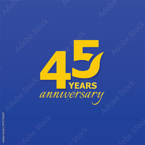 45 Years Anniversary Celebration Number Vector Design Collection