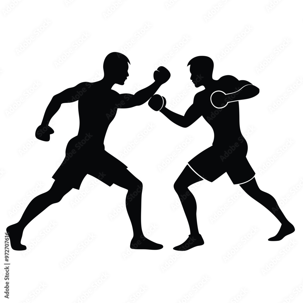 Fighter Boxing Silhouettes Vector Art. Fighter Boxing Silhouettes Vector Art.