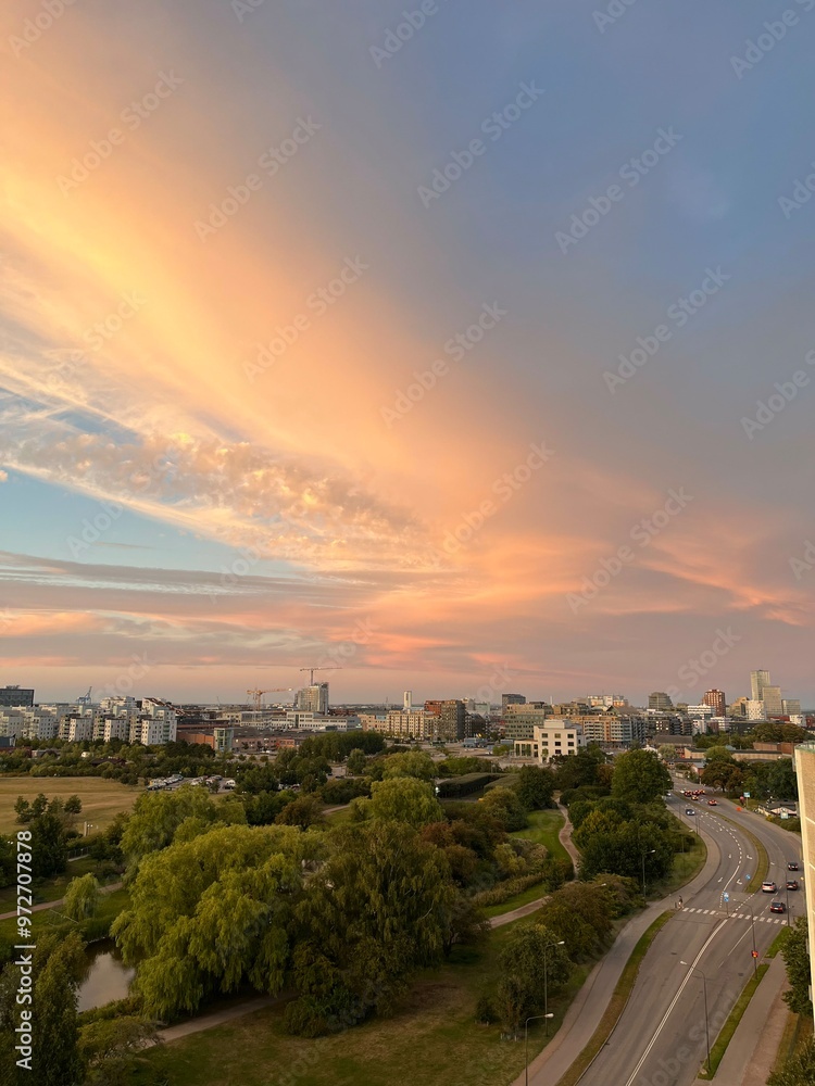 Fototapeta premium sunset over the city