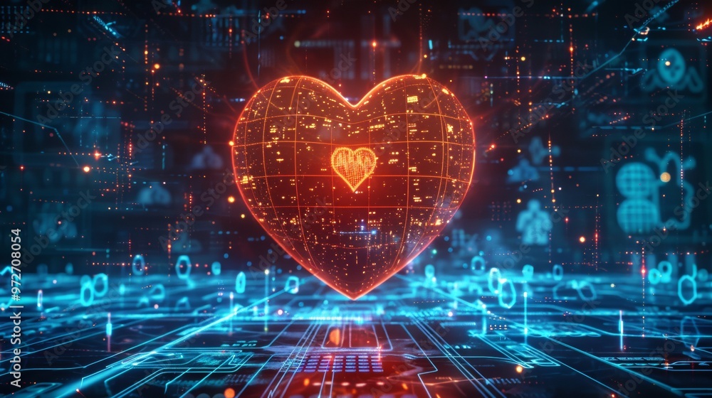 Advertising - product photo of heart symbol of health, online medicine, internet healthcare, distance medical consultation. telemedicine technology. digital tech in health care. Advertising - product photo of heart symbol of health, online medicine, internet healthcare, distance medical consultation. telemedicine technology. digital tech in health care.