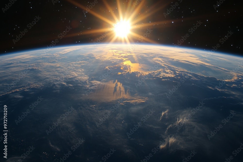 Earth From Space: A Golden Sunrise Over Clouds Earth From Space: A Golden Sunrise Over Clouds