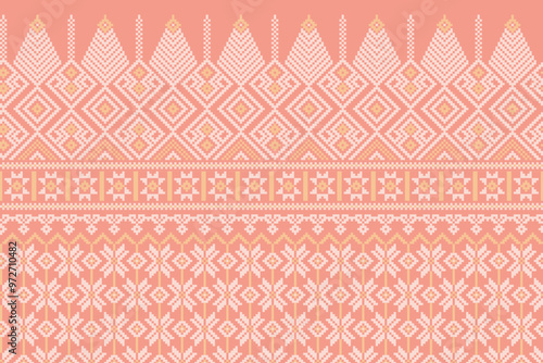 Floral pixel ethnic pattern