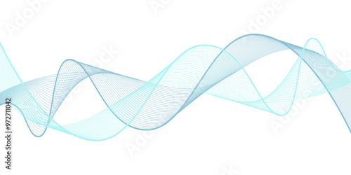 Blue abstract waves background. Green-blue curve lines vector illustration isolated on white. Luxury colorful swirl pattern. Elegant modern fashion design element