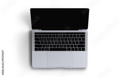 Laptop Computer Desktop Monitor Screen Device Mockup Template Top view.