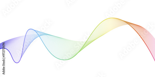 Color abstract waves background. Rainbow curve lines vector illustration isolated on white. Luxury colorful swirl pattern. Elegant modern fashion design element.