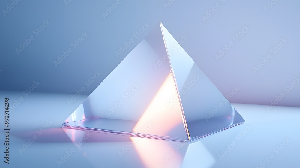 A futuristic pyramid design with a high-tech white glossy surface and a holographic glow, set against a minimalist background that emphasizes clean lines and geometric precision. A futuristic pyramid design with a high-tech white glossy surface and a holographic glow, set against a minimalist background that emphasizes clean lines and geometric precision.