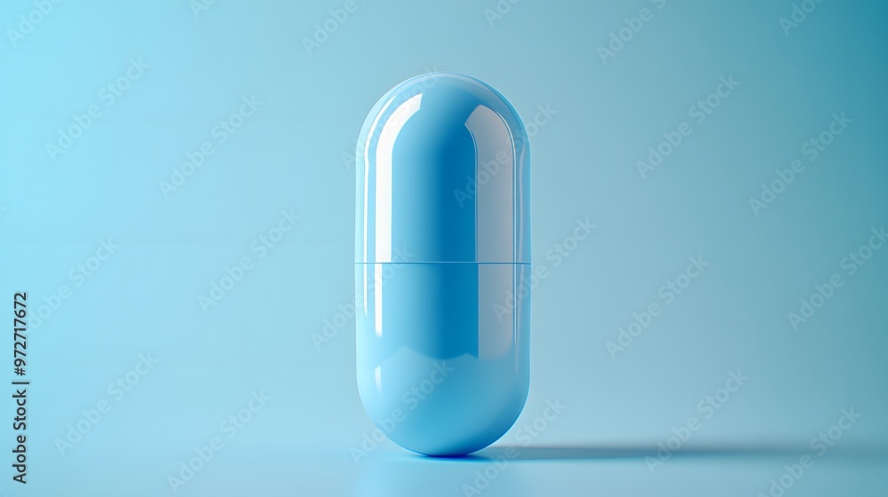 A light blue capsule pill set against a minimalist background with soft lighting, showcasing high detail in macro photography for a clean, medical-themed aesthetic. A light blue capsule pill set against a minimalist background with soft lighting, showcasing high detail in macro photography for a clean, medical-themed aesthetic.
