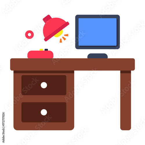 Premium download icon of computer table